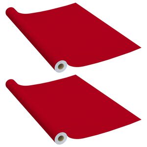 vidaXL L&aacute;minas autoadhesivas muebles 2 uds PVC rojo 500x90 cm