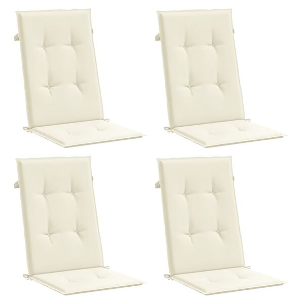 vidaXL Cojín silla de jardín respaldo alto 4 uds tela crema 120x50x3cm