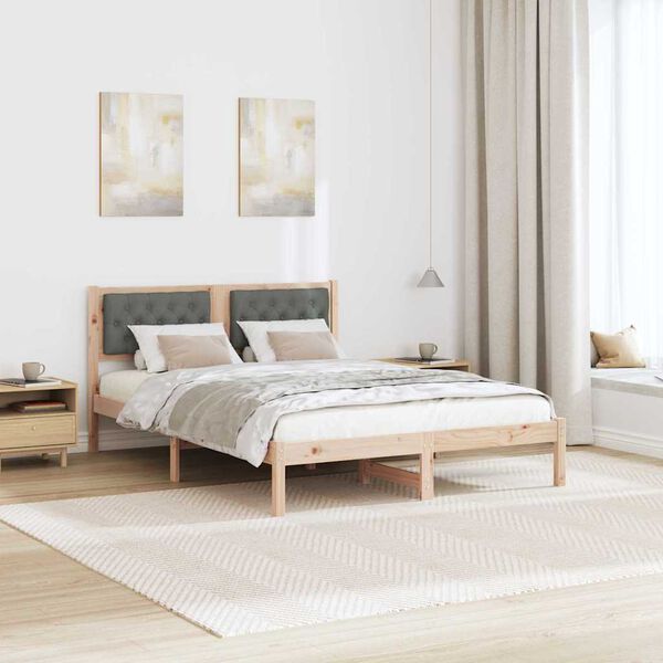 vidaXL Estructura de cama con cabecera Gris oscuro 140 x 200 cm
