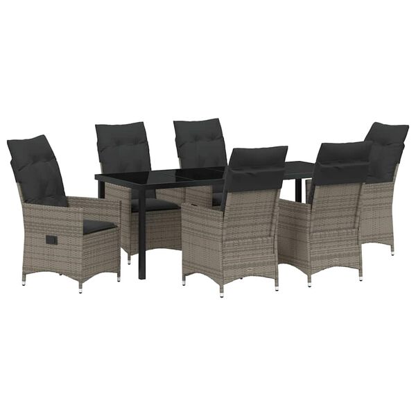 vidaXL Conjunto de Comedor de Jard&iacute;n 7 pcs Gris rat&aacute;n sint&eacute;tico