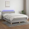 vidaXL Cama box spring colch&oacute;n y luces LED tela gris claro 140x190 cm