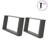 vidaXL Patas para mesa de centro en forma de U (2 unidades), antracita, 70 x (30-31) cm, acero