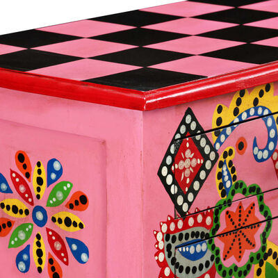 vidaXL Mesa consola de madera maciza de mango rosa pintada a mano