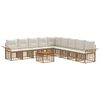 vidaXL Conjunto de sof&aacute;s de exterior 10 uds. 9 plaza Natural y Crema