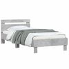 vidaXL Estructura de cama cabecero luces LED gris hormigón 100x200 cm