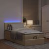 vidaXL Cama otomana con colch&oacute;n y luces LED tela crema 90x200 cm