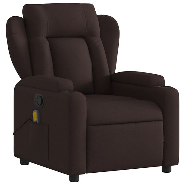 vidaXL Sill&oacute;n de masaje reclinable de tela marr&oacute;n oscuro