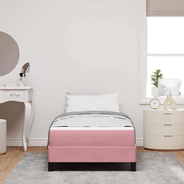 vidaXL Cama tipo Box Spring con colch&oacute;n Rosa 80 x 220 cm tela
