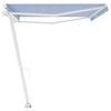 vidaXL Toldo de pie retr&aacute;ctil manual azul y blanco 500x350 cm