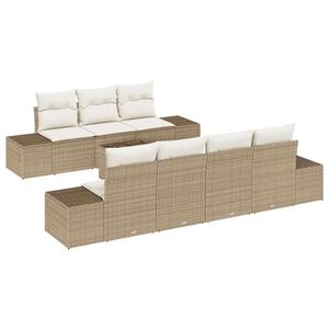vidaXL Conjunto de sof&aacute; de jard&iacute;n 8 pcs Beige y Crema rat&aacute;n sint&eacute;tico