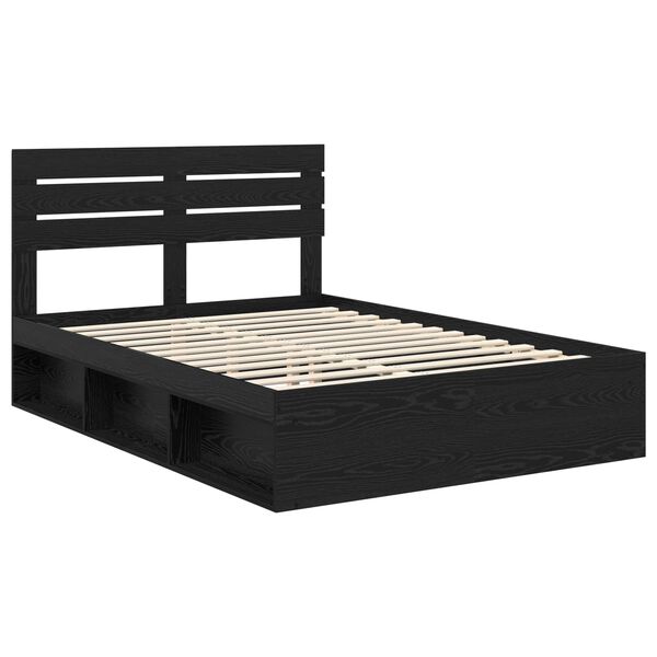 vidaXL Estructura de cama Negro 150 x 200 cm Madera de pino macizo