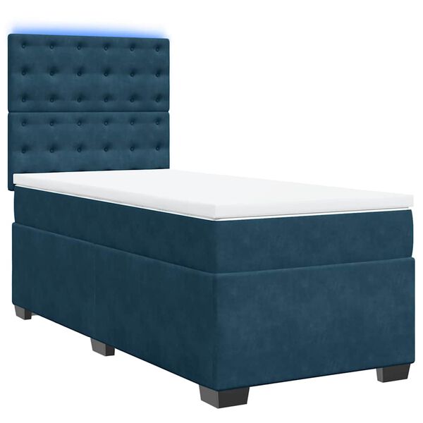 vidaXL Cama box spring con colch&oacute;n terciopelo azul 90x190 cm