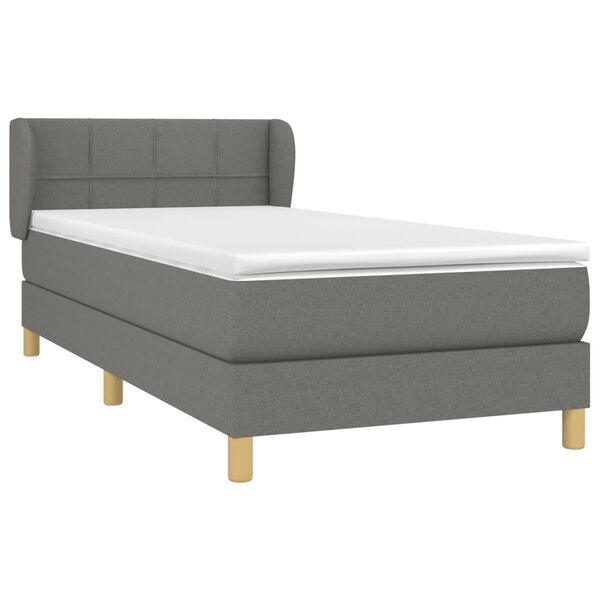 vidaXL Cama box spring con colch&oacute;n tela gris oscuro 90x190 cm