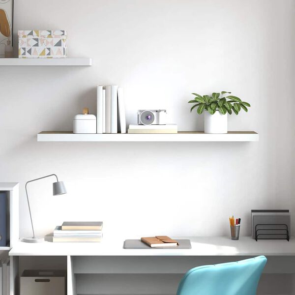 vidaXL Estante flotante de pared MDF roble y blanco 120x23,5x3,8 cm