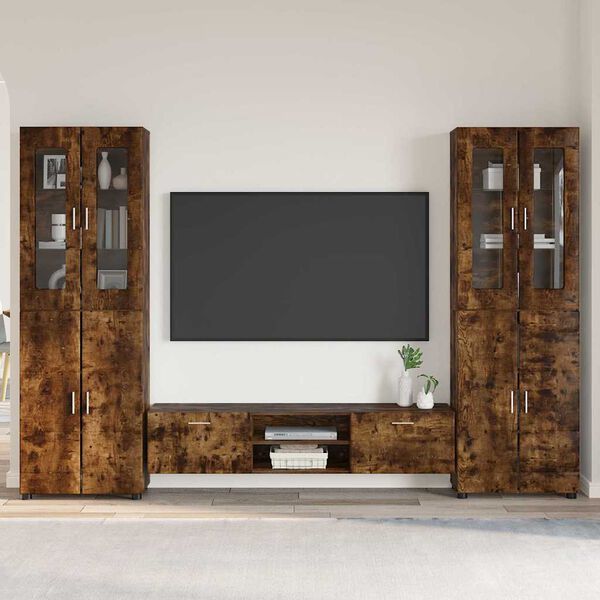 vidaXL Conjunto de mueble de TV con caj&oacute;n FLORIN Roble ahumado