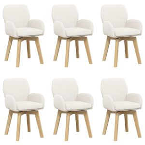 vidaXL Sillas de comedor giratorias 6 uds. Boucl&eacute; Crema