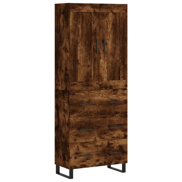vidaXL Aparador alto madera contrachapada roble ahumado 69,5x34x180 cm