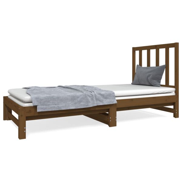 vidaXL Sof&aacute; cama extra&iacute;ble sin colch&oacute;n marr&oacute;n miel 2x(90x190) cm