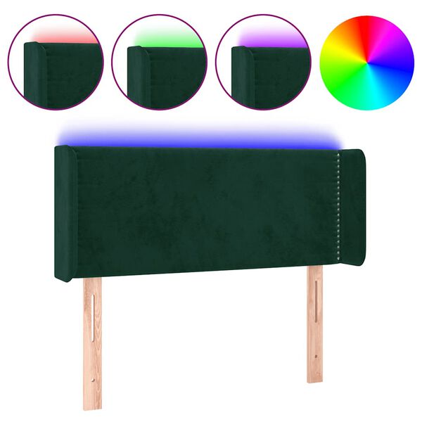 vidaXL Cabecero con LED de terciopelo verde oscuro 93x16x78/88 cm