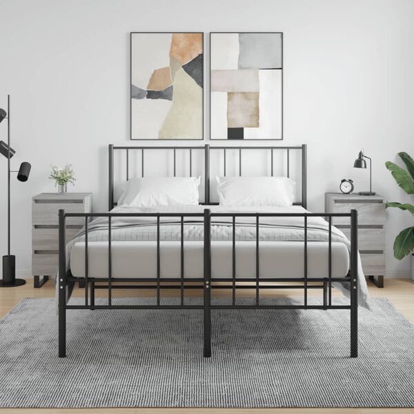 vidaXL Mesita de noche 2 uds madera ingeniería gris Sonoma 40x35x69 cm