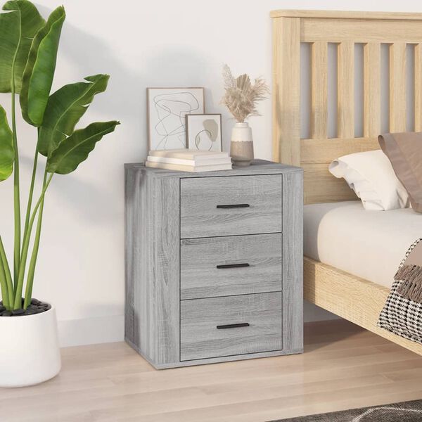 vidaXL Mesita de noche madera contrachapada gris Sonoma 50x36x60 cm