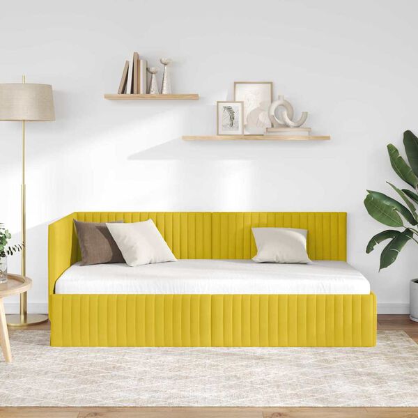 vidaXL Estructura de cama en esquina Amarillo 90 cm x 200 cm