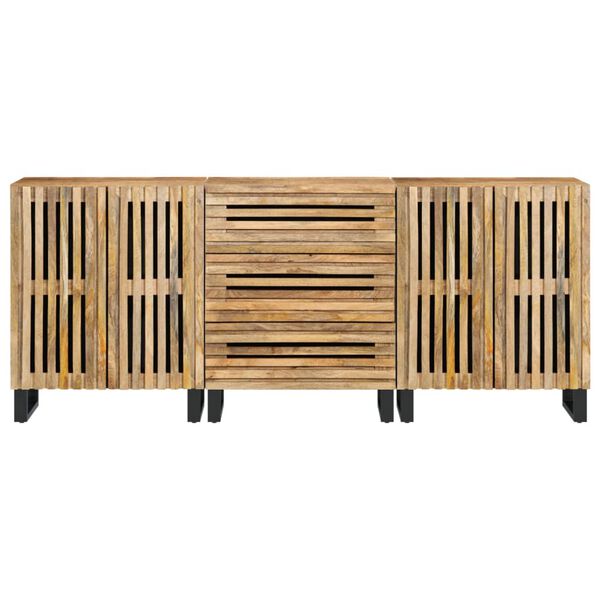 vidaXL Aparador 3 pzas madera maciza de mango rugosa 60x34x75 cm