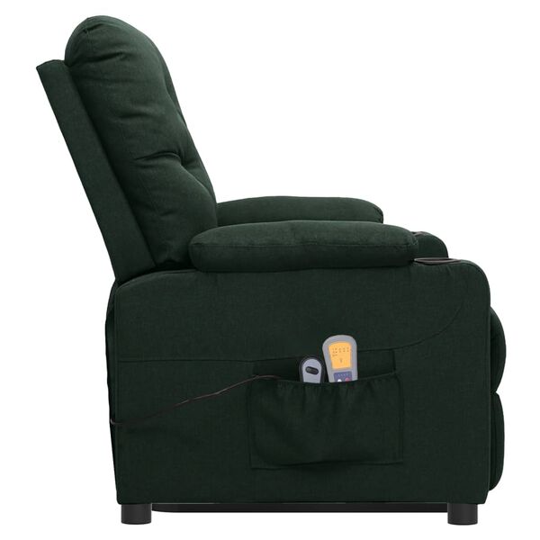 vidaXL Sill&oacute;n de masaje elevable tela verde oscuro