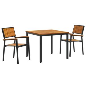 vidaXL Conjunto de Comedor de Jard&iacute;n 3 pcs Negro
