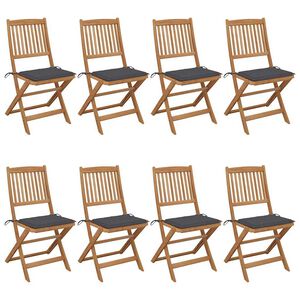 vidaXL Sillas de jard&iacute;n plegables 8 uds madera maciza acacia y cojines