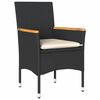vidaXL Set comedor jard&iacute;n 9 pzas cojines rat&aacute;n sint&eacute;tico vidrio negro