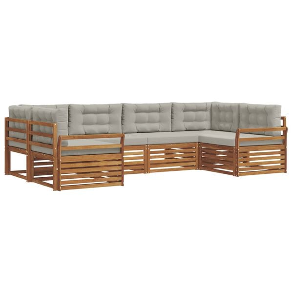 vidaXL Conjunto de sof&aacute;s de exterior 6 pcs Gris Natural y Claro