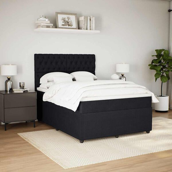 vidaXL Cama box spring con colch&oacute;n terciopelo negro 160x200 cm