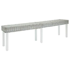 vidaXL Banco madera caoba blanco y rat&aacute;n Kubu natural 160x35x45 cm