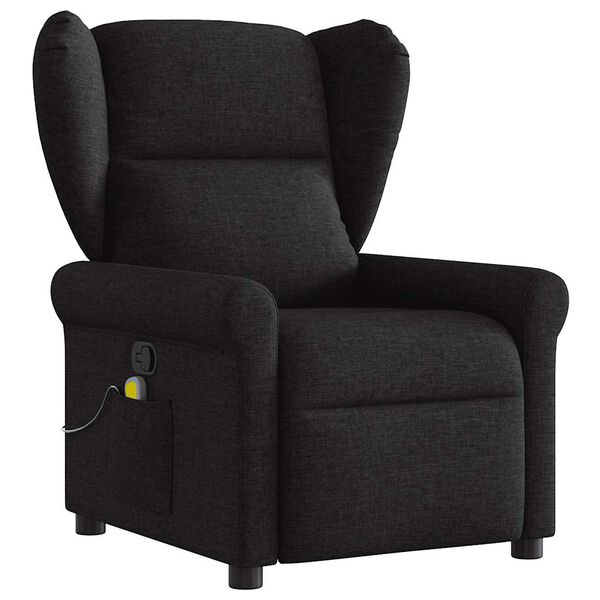 vidaXL Sill&oacute;n reclinable de masaje de tela negro