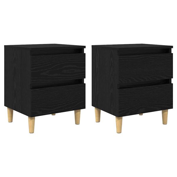 vidaXL Armarios de cama con caj&oacute;n 2 pcs Roble Negro 40 x 35 x 50 cm