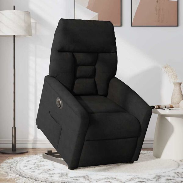 vidaXL Sillón eléctrico reclinable elevable tela microfibra negro