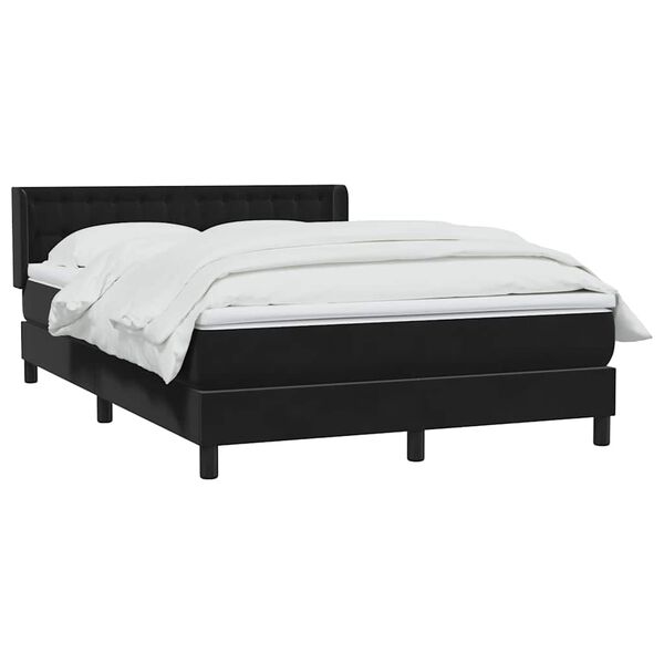 vidaXL Cama box spring con colch&oacute;n terciopelo negro 160x220 cm