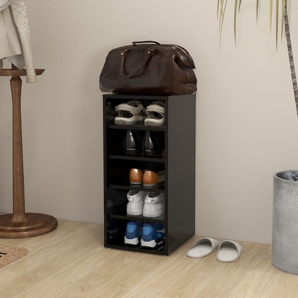 vidaXL Mueble zapatero de madera contrachapada negro 31,5x35x70 cm