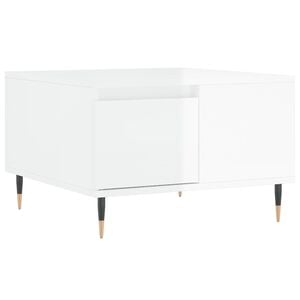 vidaXL Mesa de centro madera contrachapada blanco brillo 55x55x36,5 cm