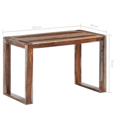 vidaXL Mesa de comedor de madera maciza de sheesham 120x60x76 cm