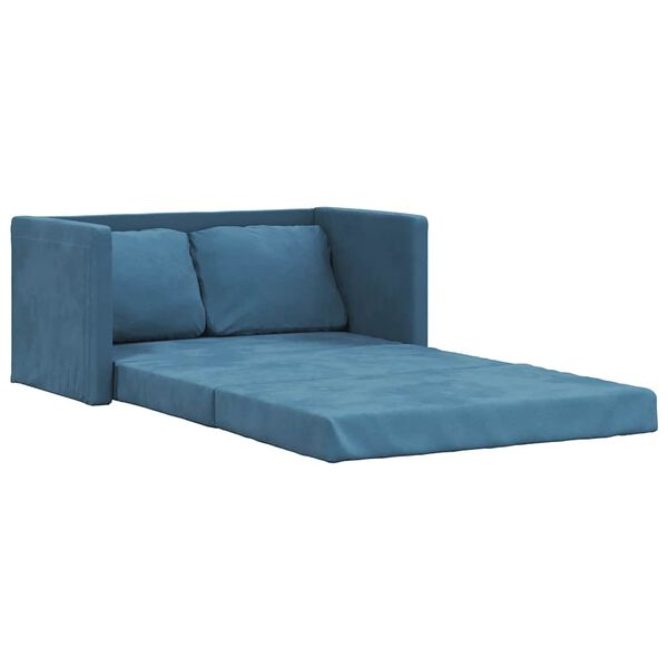 vidaXL Sofá cama de suelo 2 en 1 terciopelo azul 122x204x55 cm
