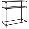 vidaXL Mesa consola con superficie de vidrio negro acero 80x35x81 cm