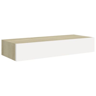 Pack de 2 estantes esquineros de pared fabricados de MDF de color blanco y  roble VidaXL