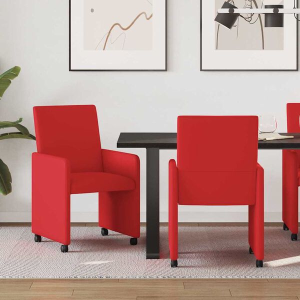 vidaXL Sillas de Comedor con Ruedas 2 pcs Rojo 57 x 66 x 94 cm