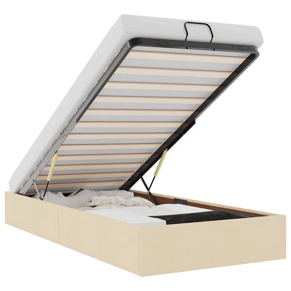vidaXL Estructura de cama otomana sin con colchón tela crema 90x190cm