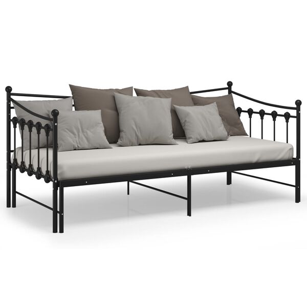 vidaXL Estructura sof&aacute; cama extra&iacute;ble sin colch&oacute;n metal negro 90x200cm