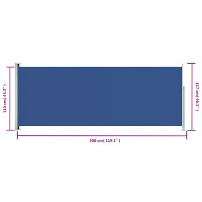 vidaXL Toldo lateral retráctil de jardín azul 117x300 cm