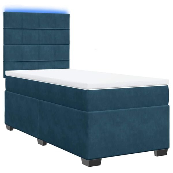 vidaXL Cama box spring con colch&oacute;n terciopelo azul 100x200 cm