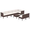 vidaXL Set muebles de jard&iacute;n 9 pzas y cojines rat&aacute;n sint&eacute;tico marr&oacute;n